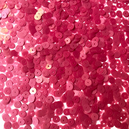 6mm Flat Sequins Rose Pink Transparent Glossy Matte Duo Reversible
