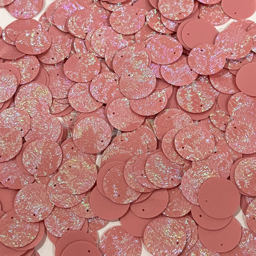 20mm Sequins Top Hole Pink Rose Iridescent Embossed Swirl Texture