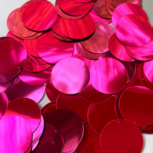 30mm Sequins Top Hole Hot Pink Metallic Fluorescent