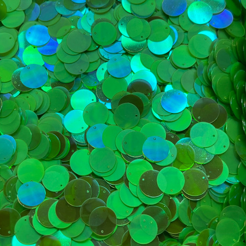 15mm Sequins Top Hole Lime Green Luster Iris Matte Glossy Duo