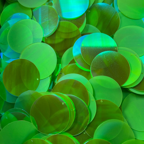 30mm Sequins Top Hole Lime Green Luster Iris Matte Glossy Duo