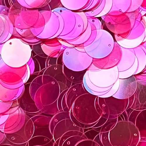 15mm Sequins Top Hole Raspberry Pink Crystal Rainbow Iris