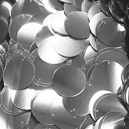 24mm Sequins 2 Hole Silver Metallic