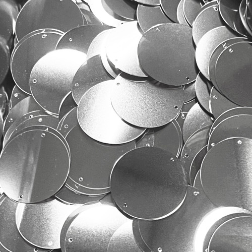 30mm Sequins 2 Hole Silver Metallic