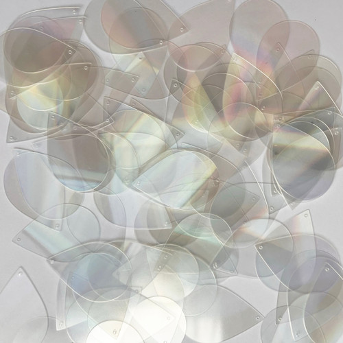 Teardrop Sequins 1.5" Crystal Laser Rainbow Reflective