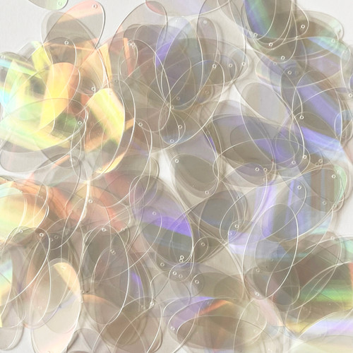 Oval Sequin 1.5" Crystal Laser Rainbow Reflective
