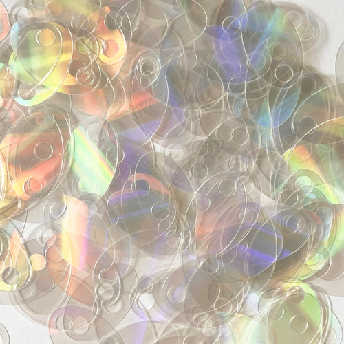 Oval Sequin 1.25" Large Hole Crystal Laser Rainbow Reflective