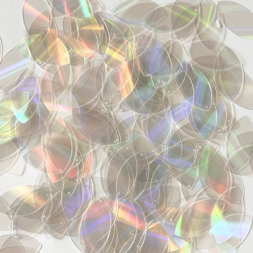 Navette Leaf Sequins 1.5" Large Hole Crystal Laser Rainbow Reflective