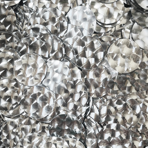 24mm Top Hole Sequins Silver Metallic Bubble