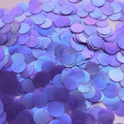 15mm Sequins Top Hole Amethyst Purple Transparent Matte Rainbow Frost