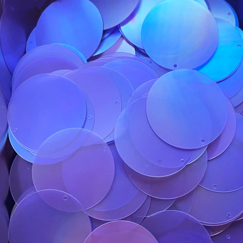 40mm Sequins Top Hole Amethyst Purple Transparent Matte Rainbow Frost