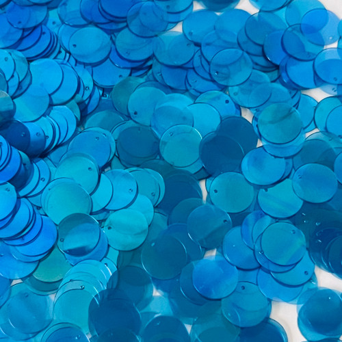 12mm Sequins Top Hole Dark Aqua Crystal Rainbow Iris