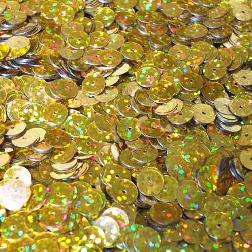 8mm Sequins Golden Yellow Hologram Glitter Sparkle Metallic