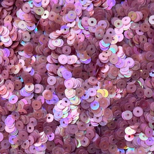 4mm Sequins Rose Pink Semi Frost Rainbow