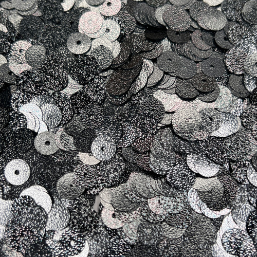 8mm Sequins Hematite Gray Metallic Embossed Texture