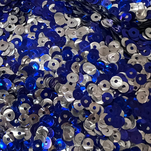 5mm Sequins Royal Blue Silver Metallic Bubble Reversible