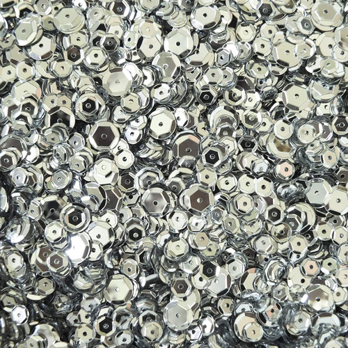 Silver Cup Sequins 5mm 8mm Metallic Mix 100 grams