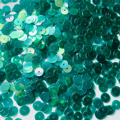 6mm Sequins Rich Green Crystal Rainbow Iris Iridescent