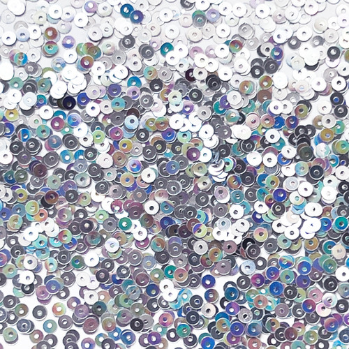 3mm Sequins Silver Metallic Iris Vintage Painted Effect
