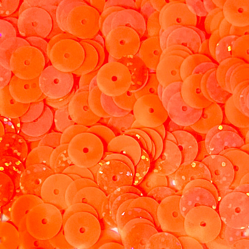 10mm Flat Sequins Orange Tangerine Fluorescent Hologram Made in USA