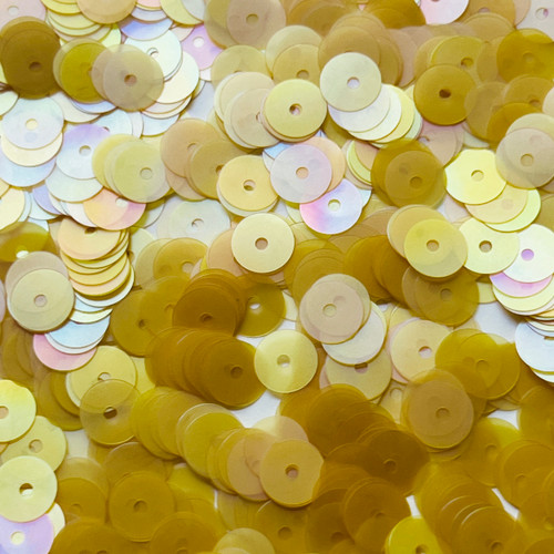 8mm Flat Sequins Golden Yellow Matte Rainbow Frost Made in USA