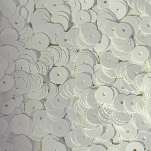 8mm Flat Sequins White Opaque Made in USA