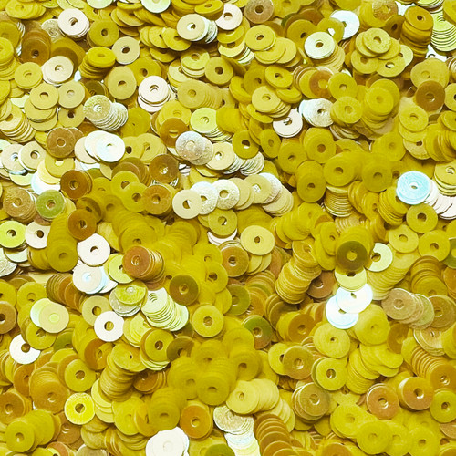 5mm Flat Sequins Lemon Yellow Transparent Rainbow Iris Duo Made in USA