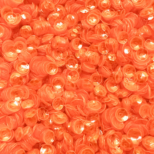 6mm Cup Sequins Orange Transparent Fluorescent Made in USA