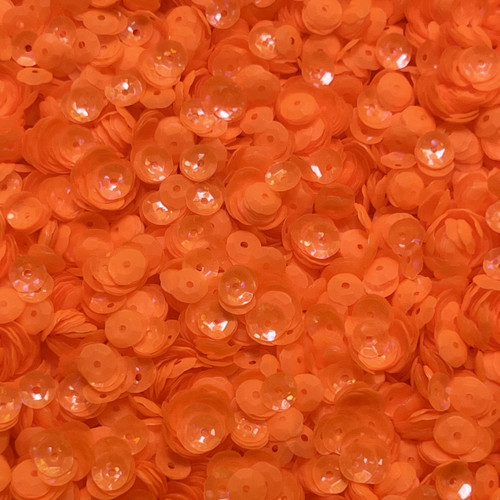6mm Cup Sequins Orange Tangerine Fluorescent Transparent Hologram Made in USA
