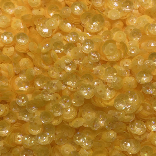 6mm Cup Sequins Yellow Transparent Hologram Made in USA