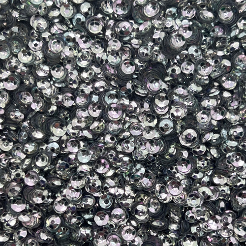 4mm Cup Sequins Silver Metallic Rainbow Iris Shiny