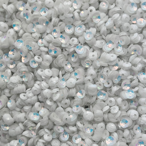 4mm Cup Sequins White Super Shiny Rainbow Iris