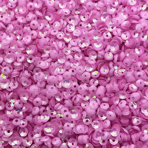 4mm Cup Sequins Light Pink Rainbow Iris Matte Duo