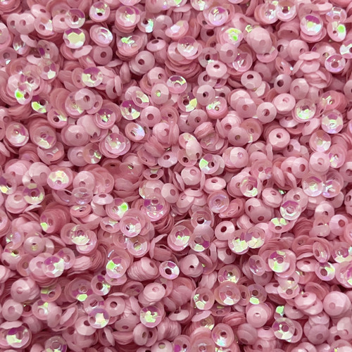 4mm Cup Sequins Peach Pink Rainbow Iris Matte Duo