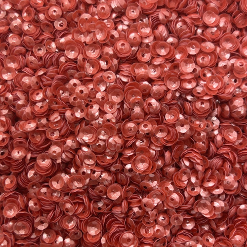 4mm Cup Sequins Deep Red Coral Pearl Translucent