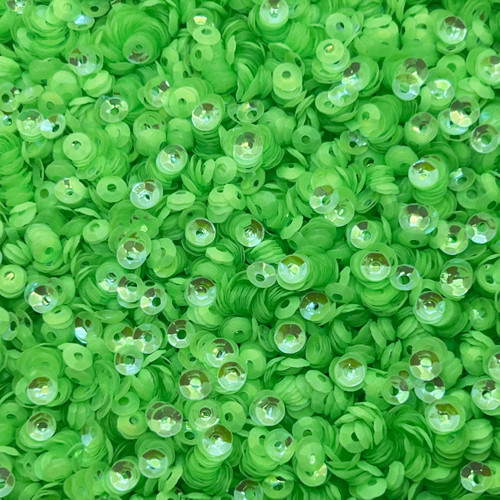 4mm Cup Sequins Light Green Fluorescent Crystal Iris Duo