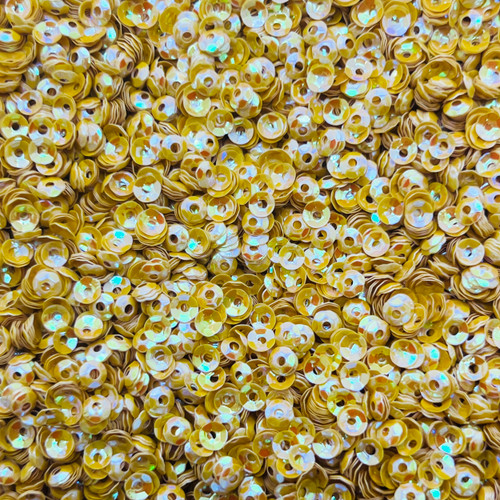 4mm Cup Sequins Golden Yellow Rainbow Iris Duo