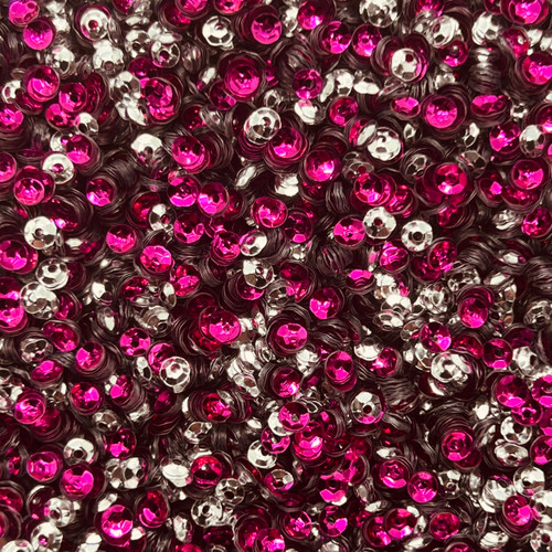 4mm Cup Sequins Fuschia Silver Shiny Metallic Duo Reversible