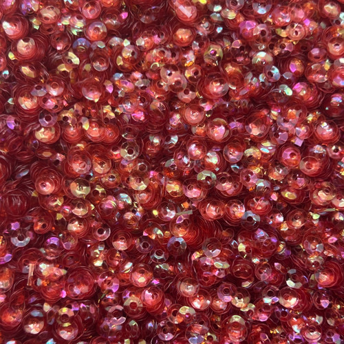 4mm Cup Sequins Orange Crystal Rainbow Iris