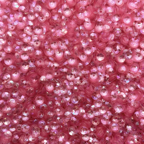 4mm Cup Sequins Candy Pink Crystal Rainbow Iris