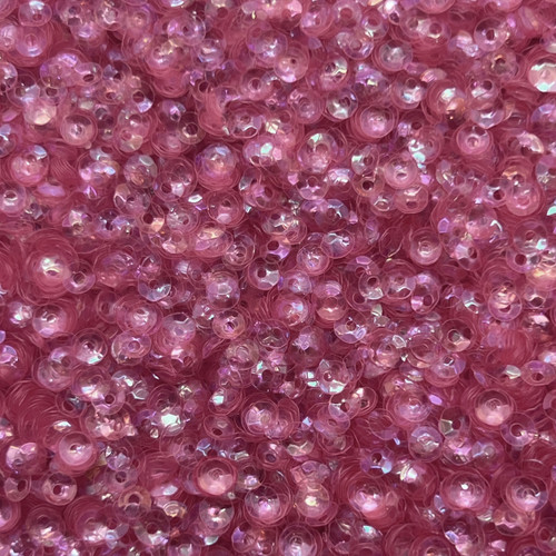 4mm Cup Sequins Rose Pink Crystal Rainbow Iris