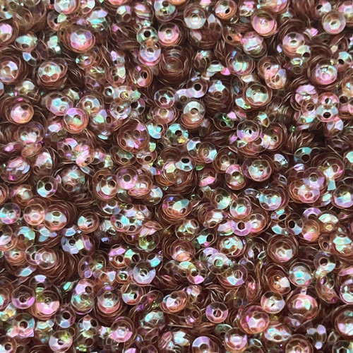 4mm Cup Sequins Topaz Brown Crystal Rainbow Iris