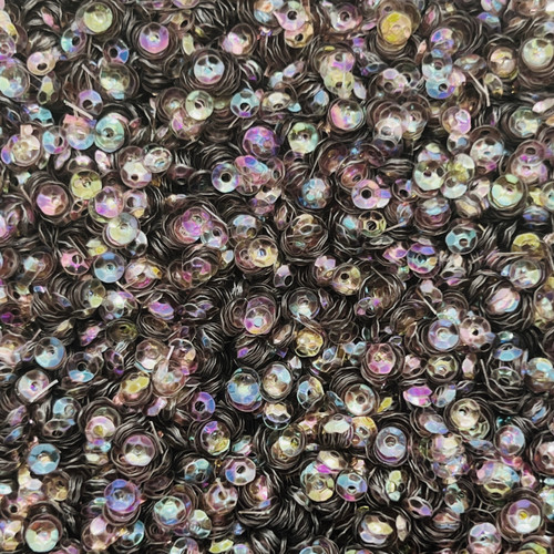 4mm Cup Sequins Coffee Brown Crystal Rainbow Iris