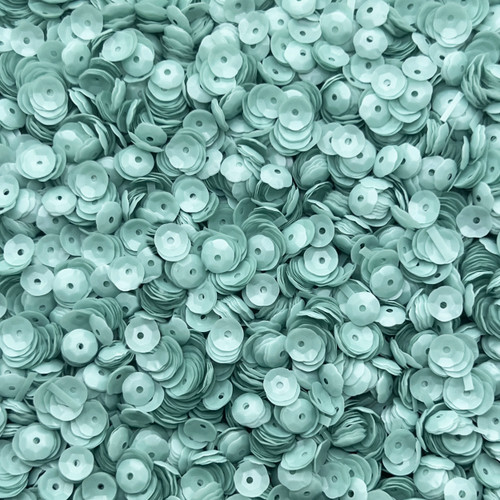 6mm Cup Sequins Seafoam Blue Green Transparent Matte Satin