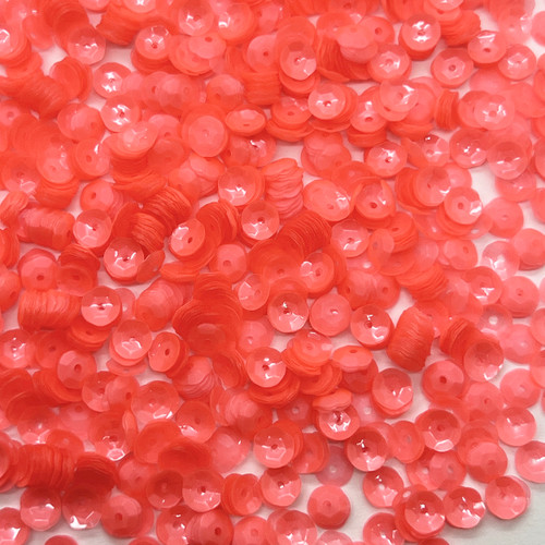 6mm Cup Sequins Salmon Orange Transparent Glossy Matte