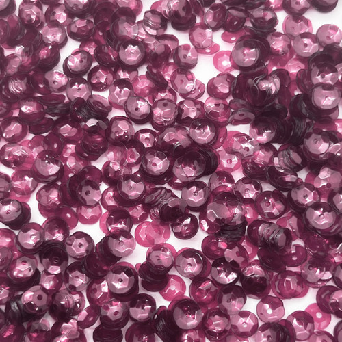 6mm Cup Sequins Rose Pink Transparent Glossy See-Thru