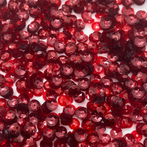 6mm Cup Sequins Red Transparent see-through.