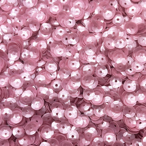 6mm Cup Sequins Rose Pink Pearl Translucent
