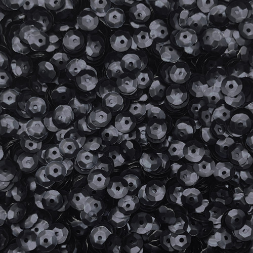 6mm Cup Sequins Black Matte Satin Shimmer