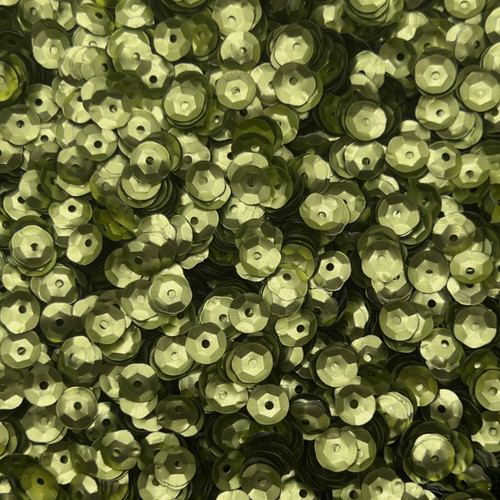 6mm Cup Sequins Olive Green Matte Satin Shimmer